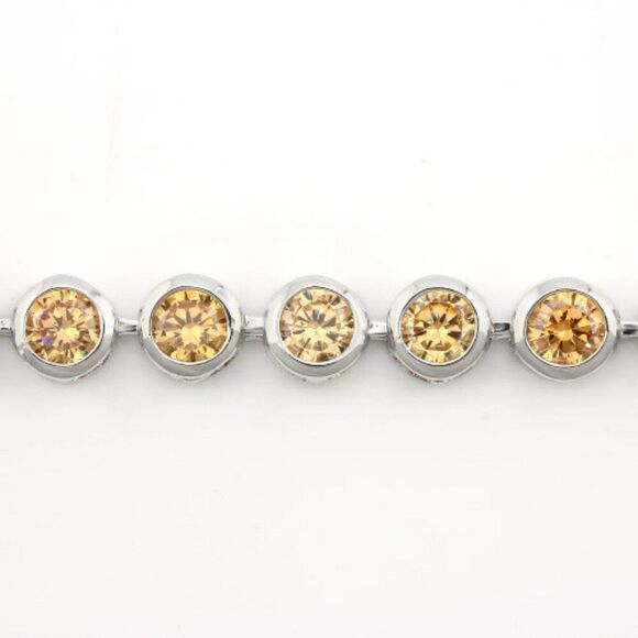 Elite, New, High Polished18k White Gold Filled Citrine Bracelet - Picture 1 of 5